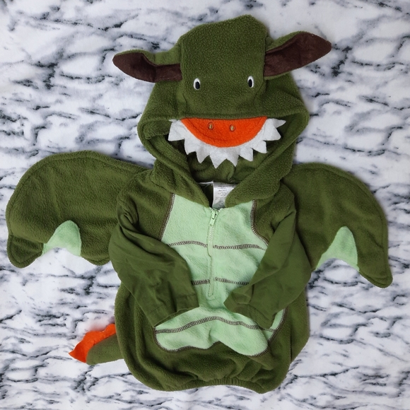 Size 12M Green Fleece Dragon Costume long sleeve Baby Grand Halloween - Picture 1 of 7